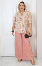 Blusa con estampado floral y bordado