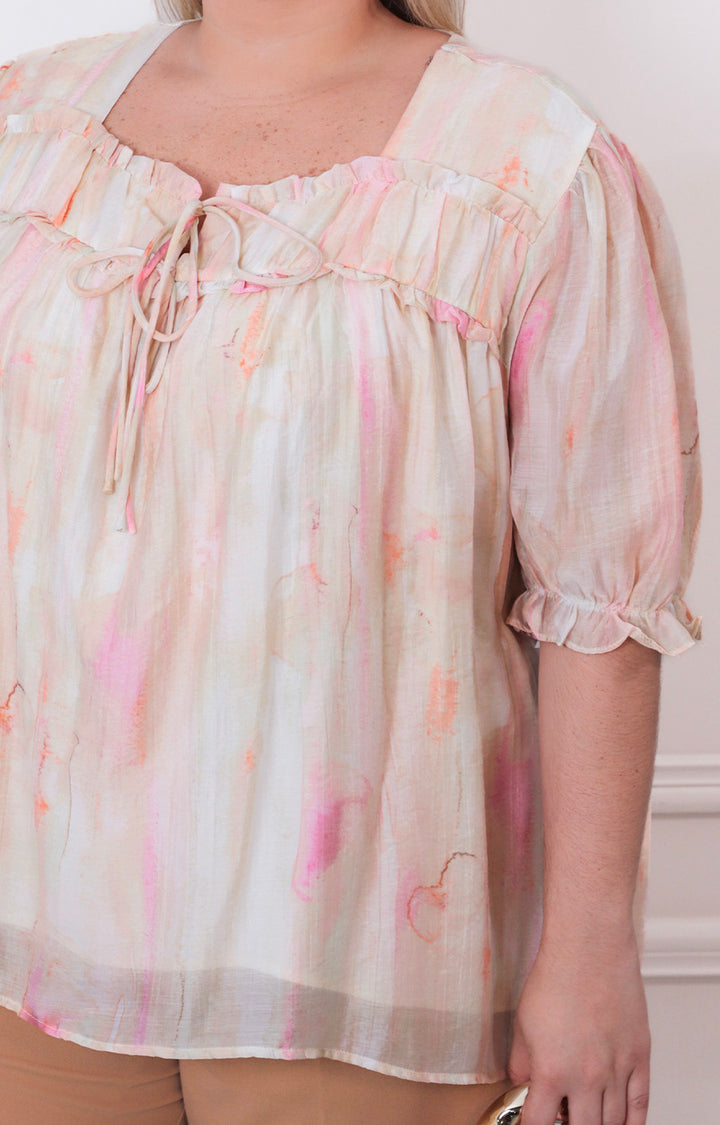 Blusa beige estampada - BLUSAS CURVY Boutiquemirel 