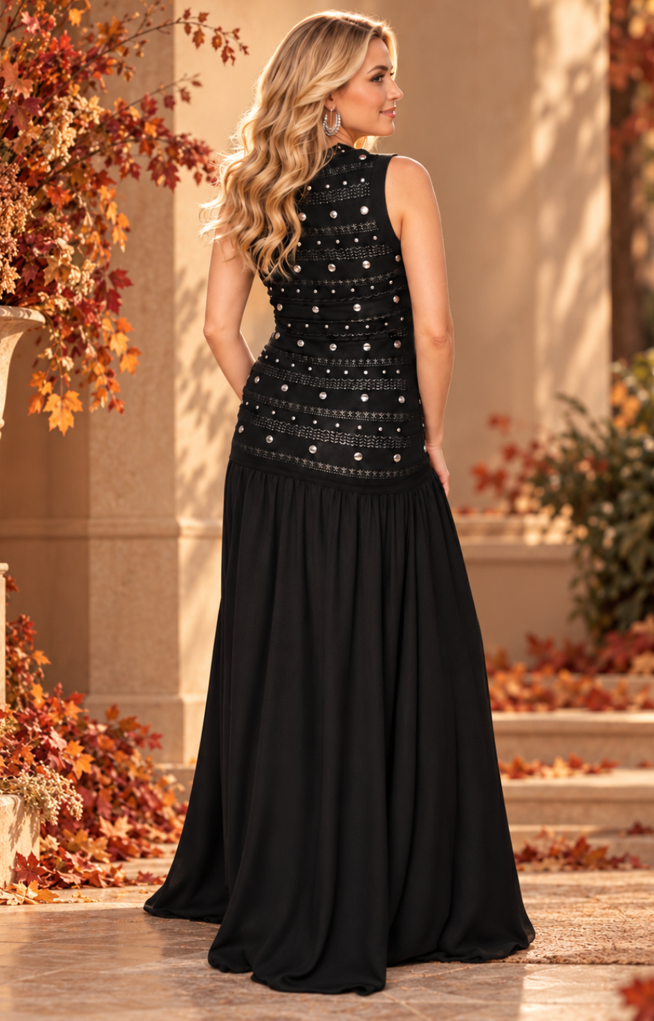 Vestido negro con estoperoles