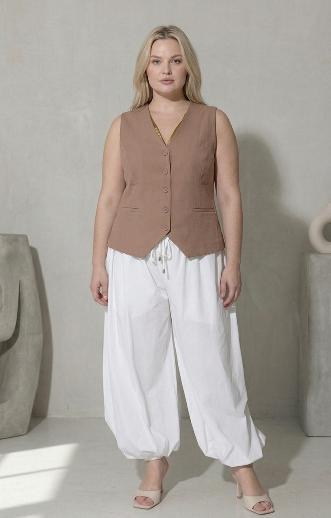 Pantalòn blanco tipo globo - PANTALON CURVY Boutiquemirel 