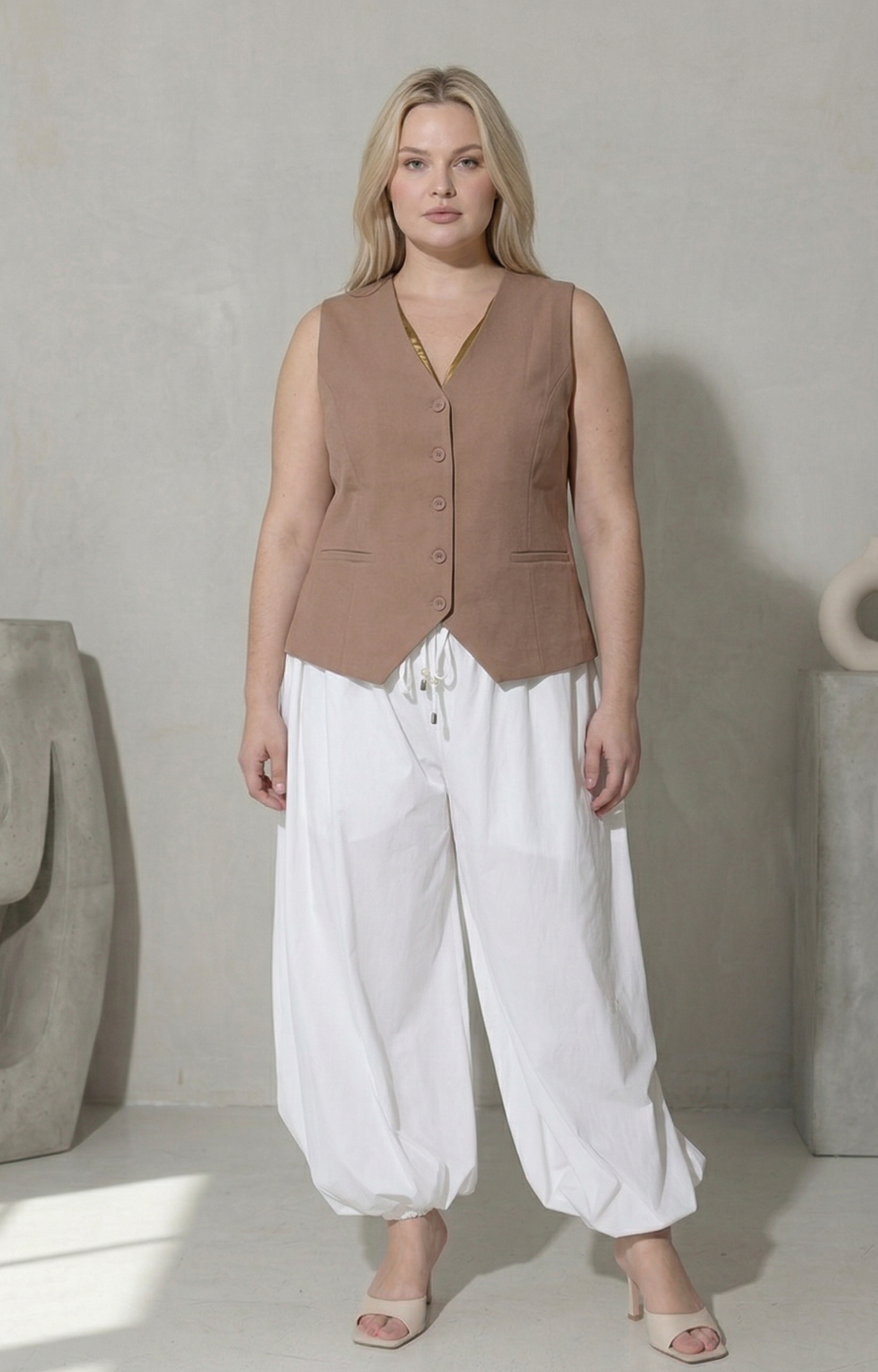Pantalòn blanco tipo globo - PANTALON CURVY Boutiquemirel 