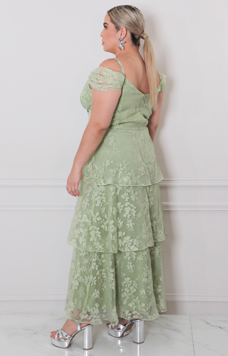 Vestido menta estampado - VESTIDO LARGO CURVY Boutiquemirel 