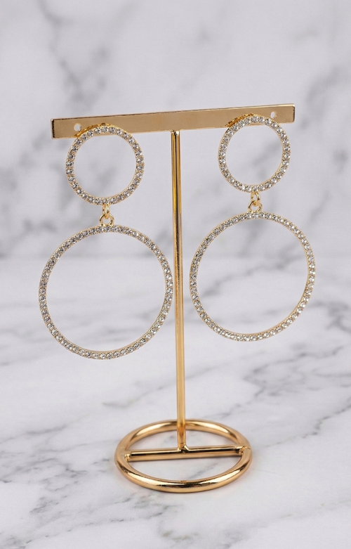Aretes Doble Aro Dorado con Brillo - ARETES Boutiquemirel 