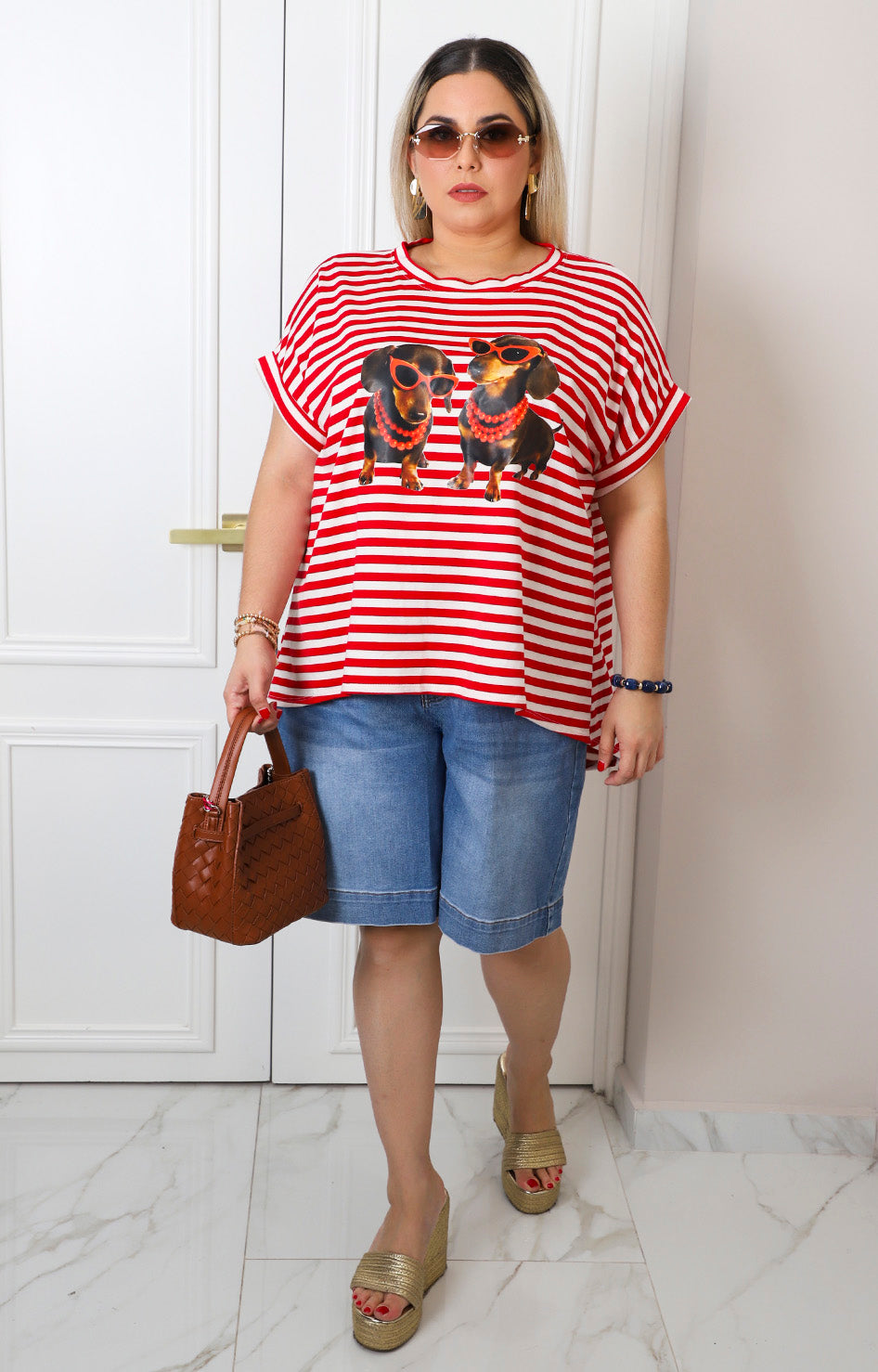 Blusa a rayas con estampado
