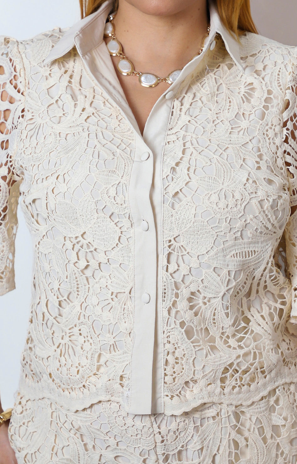 Conjunto de guipur floral