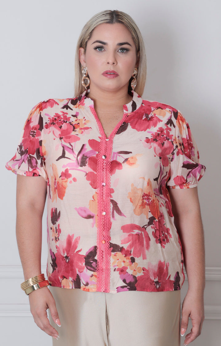 Blusa estampada con bordado - BLUSAS CURVY Boutiquemirel 