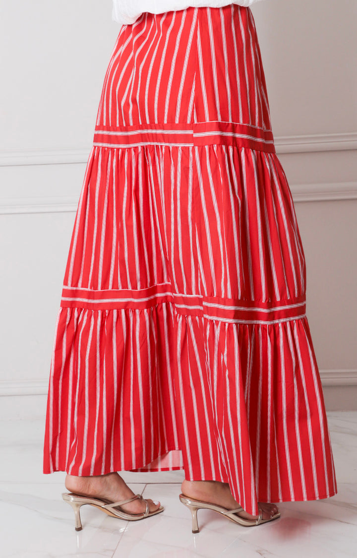 Falda roja de rayas - FALDA REGULAR Boutiquemirel 