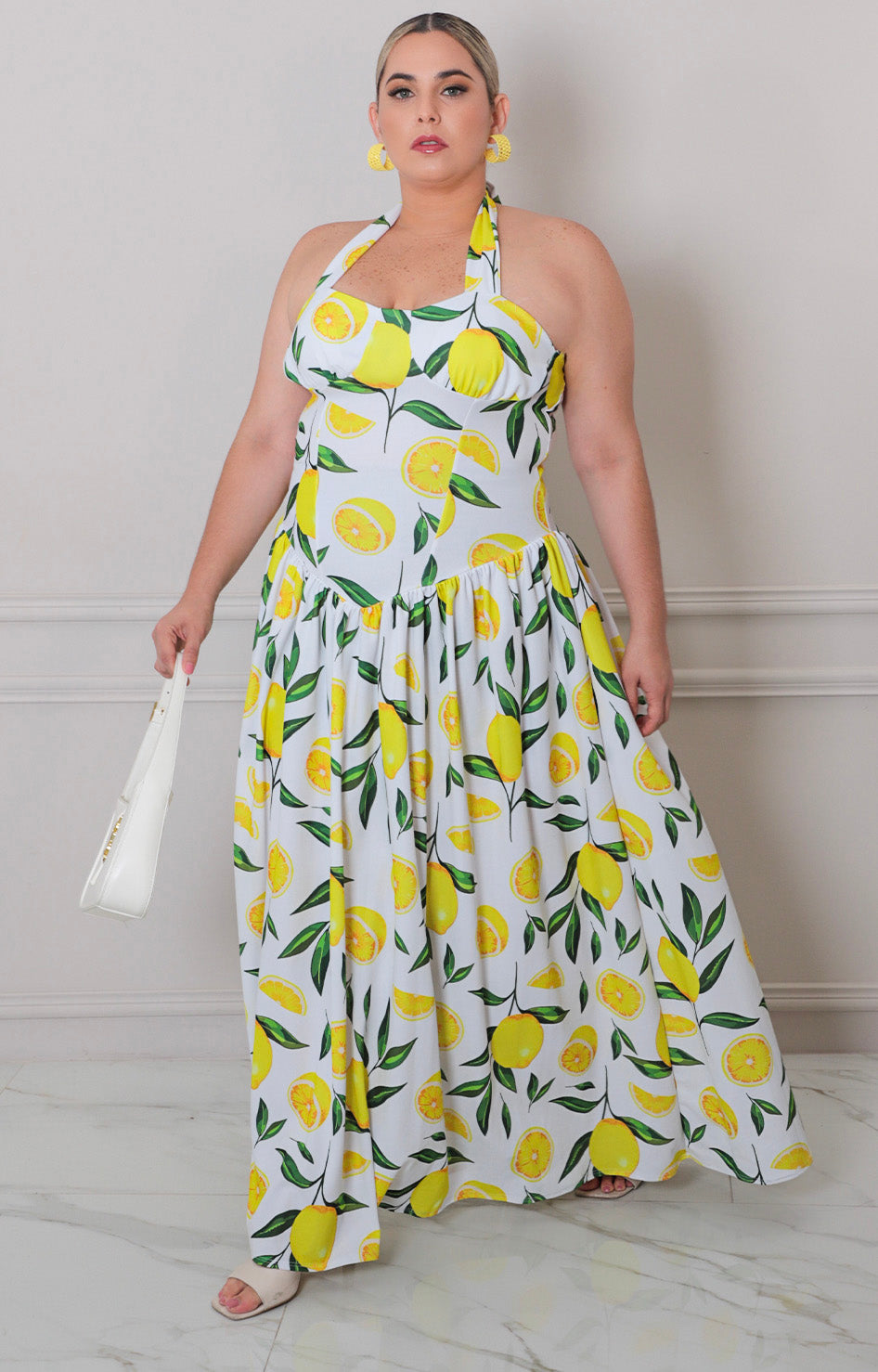 Vestido estampado lemon - VESTIDO LARGO CURVY Boutiquemirel 