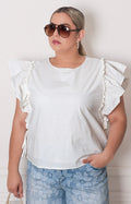 Blusa blanca con volante - BLUSAS CURVY Boutiquemirel 