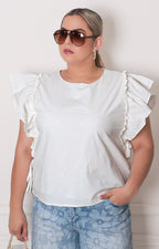 Blusa blanca con volante - BLUSAS CURVY Boutiquemirel 