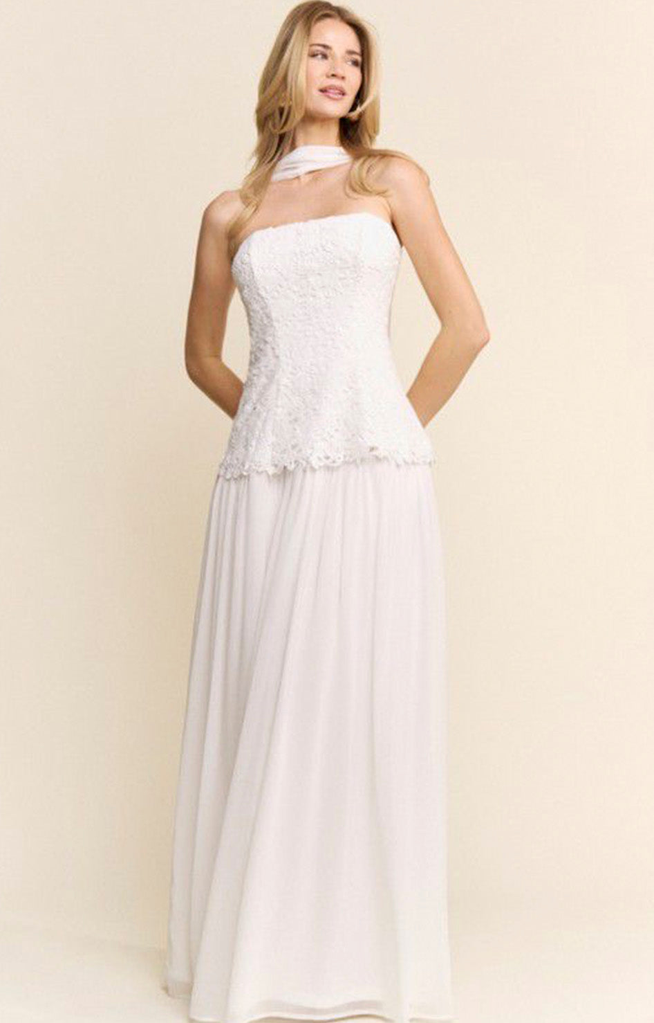 V*1-26*MANIJU*MM24556*BLANCO - VESTIDO LARGO REGULAR Boutiquemirel 