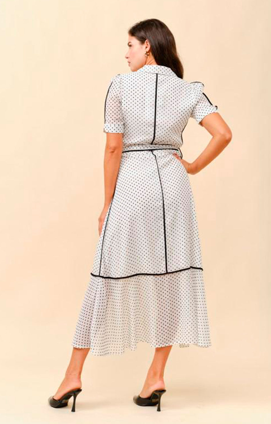 Vestido blanco polka dots - VESTIDO LARGO REGULAR Boutiquemirel 