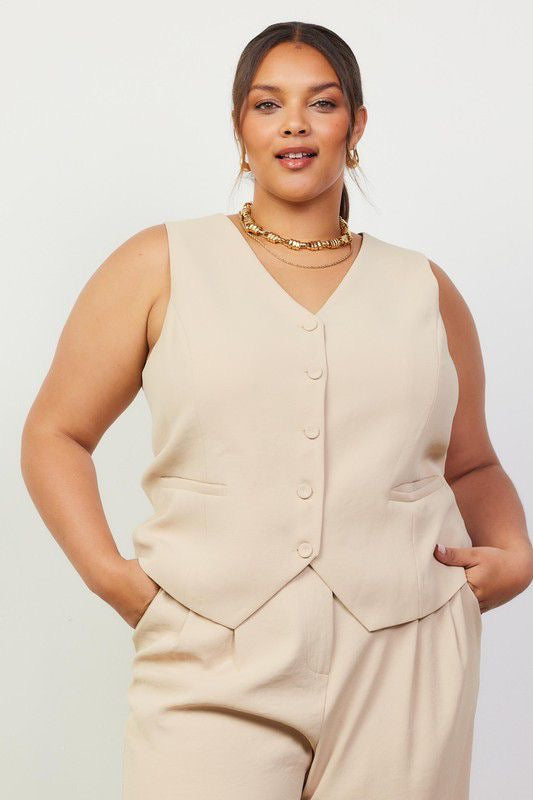 Chaleco beige con botones - CHALECO XL Boutiquemirel 