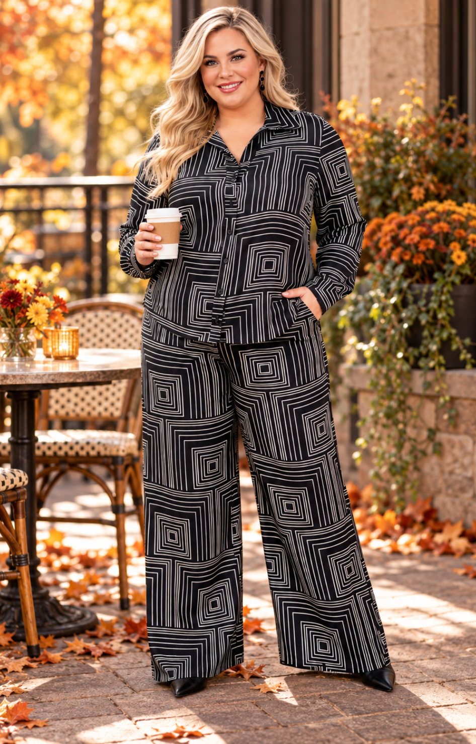 Conjunto negro estampado