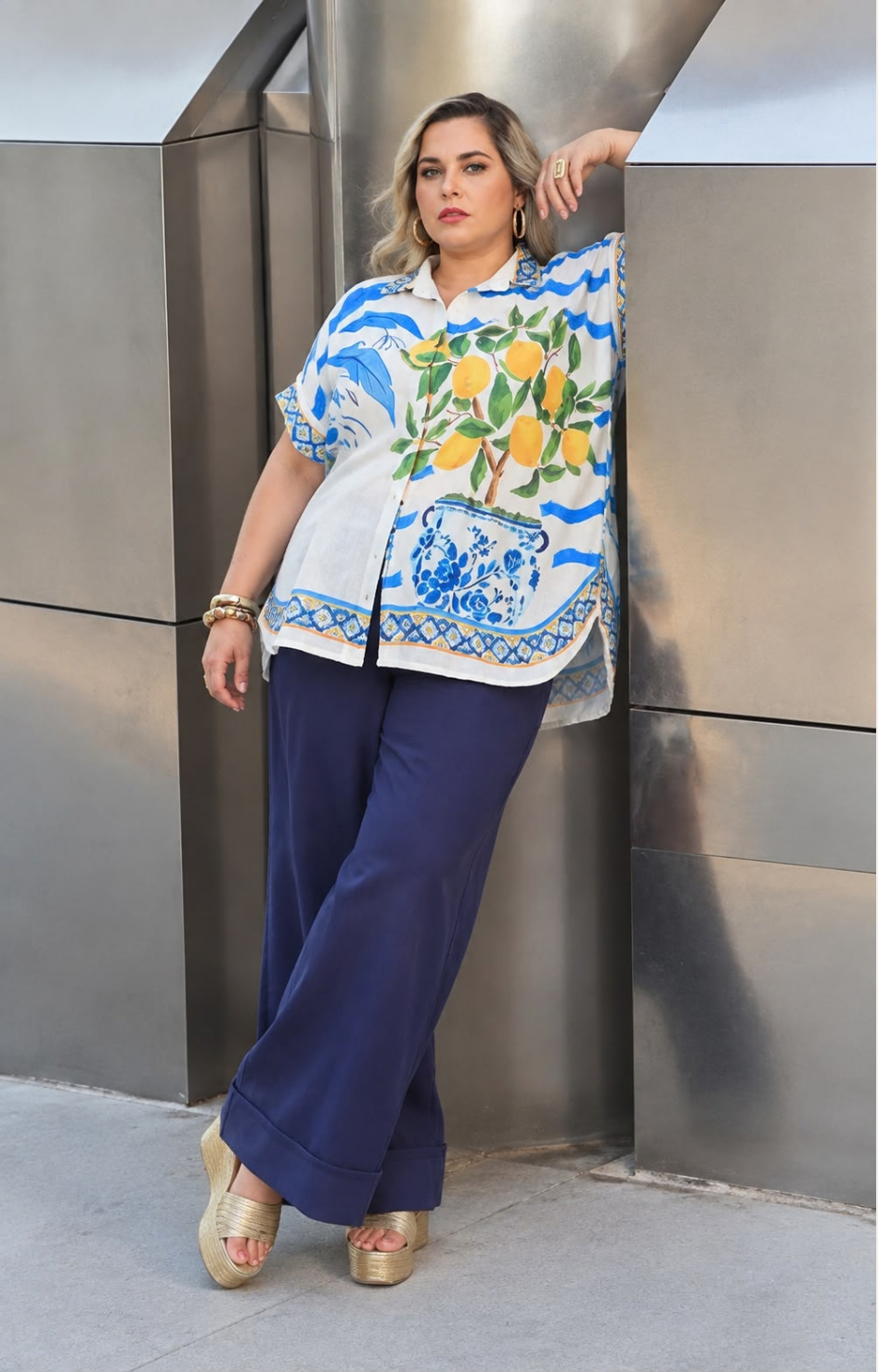Blusa estampada de botones