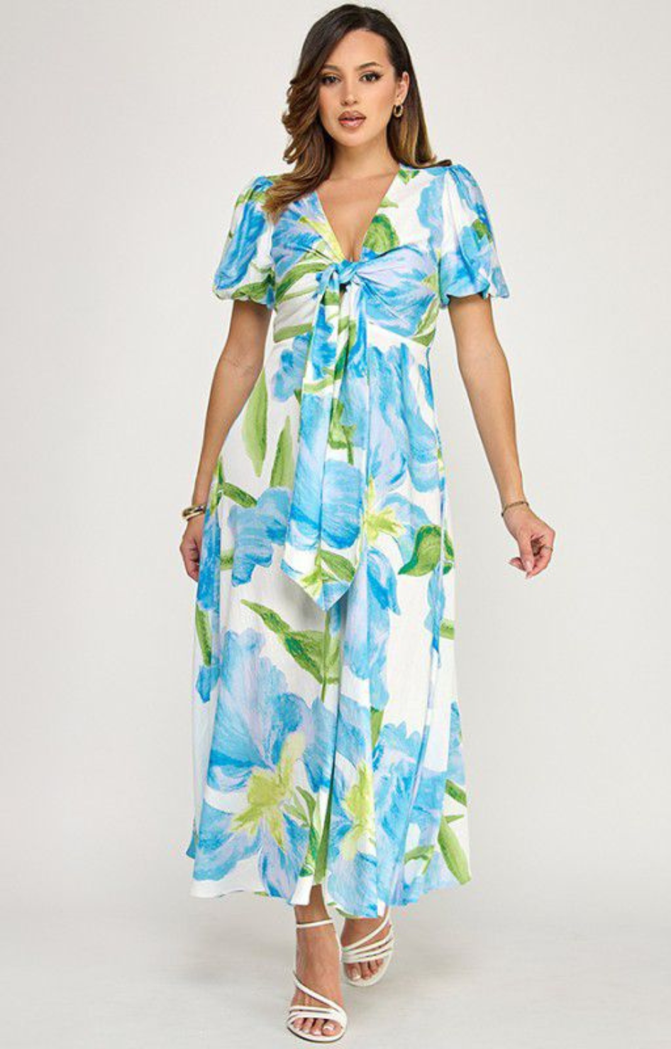 Vestido azul estampado - VESTIDO LARGO REGULAR Boutiquemirel 