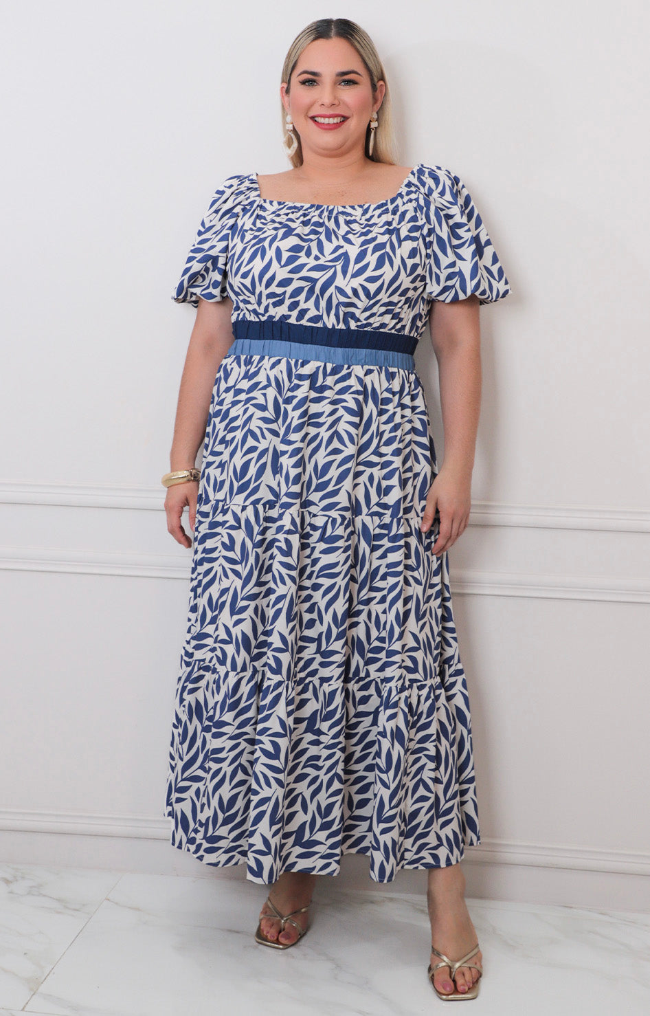 Vestido azul rey estampado - VESTIDO LARGO CURVY Boutiquemirel 