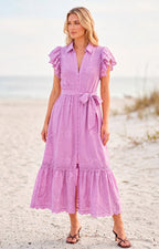 Vestido lila con bordado - VESTIDO LARGO REGULAR Boutiquemirel 
