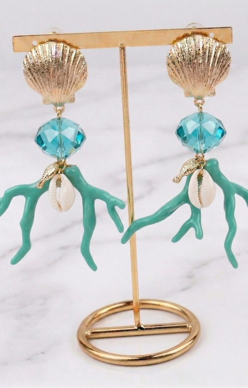 Aretes Dorados Marinos con Conchas - ARETES Boutiquemirel 