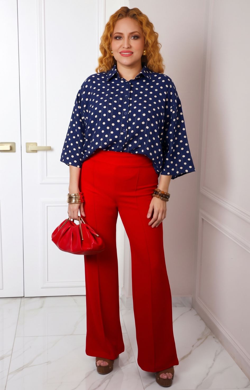 Blusa camisera estampada de puntos