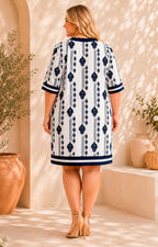Vestido beige estampado - VESTIDO CORTO CURVY Boutiquemirel 