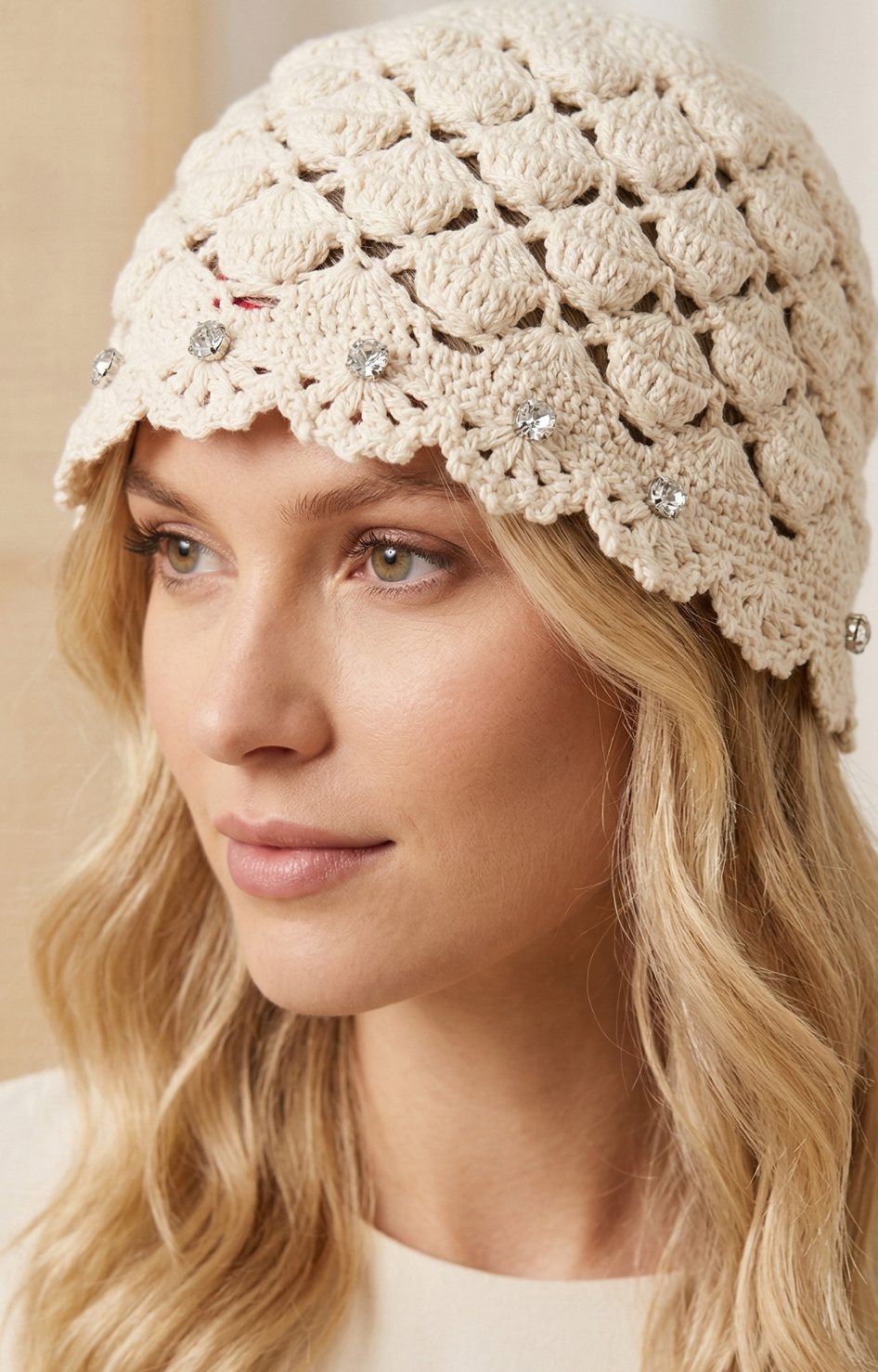 Sombrero Croché Beige con Cristales - SOMBREROS Boutiquemirel 