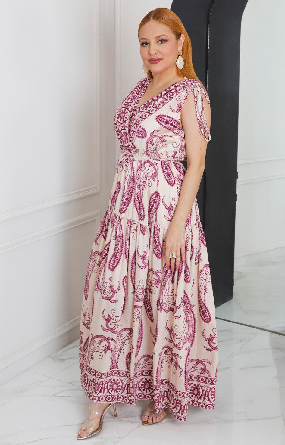 Vestido magenta estampado