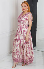 Vestido magenta estampado