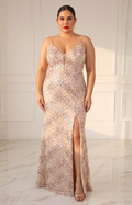 Vestido de lentejuela beige