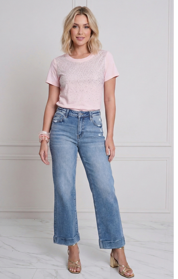 Blusa Básica con Pedrería - BLUSAS REGULAR Boutiquemirel 