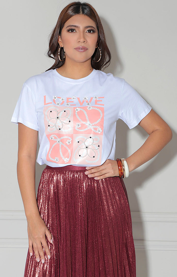 Blusa blanca estampada