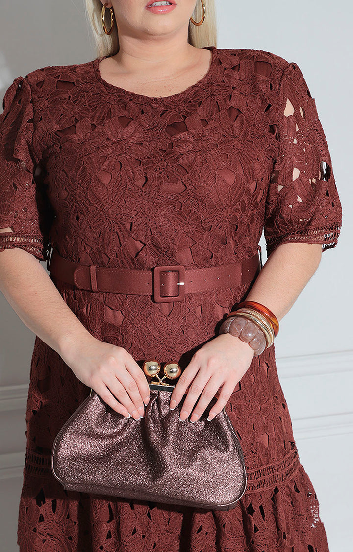 Vestido de encaje café