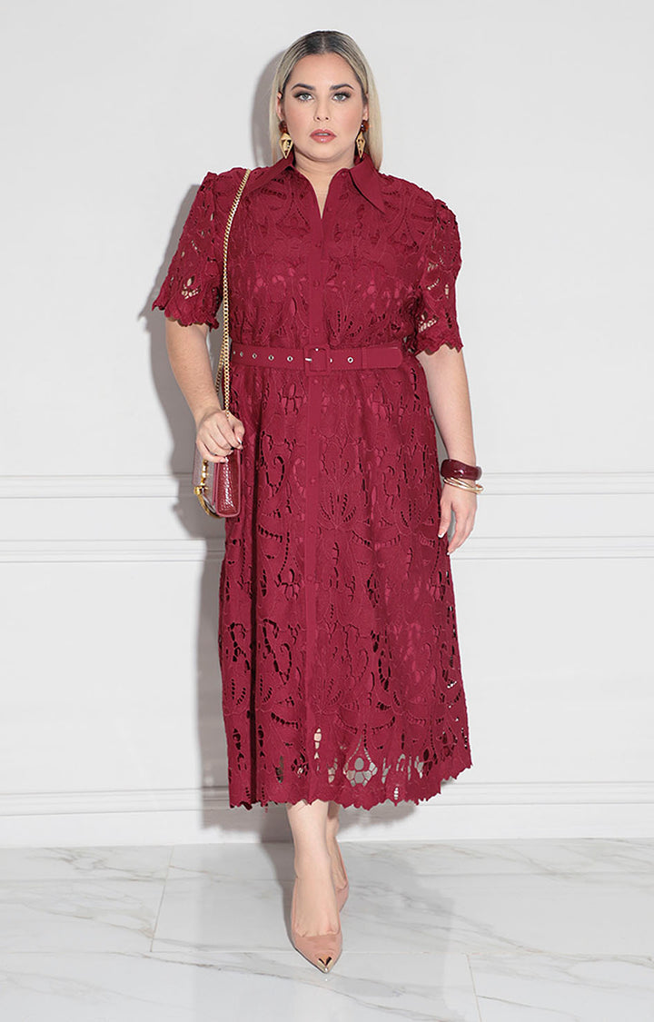 Vestido vino de encaje