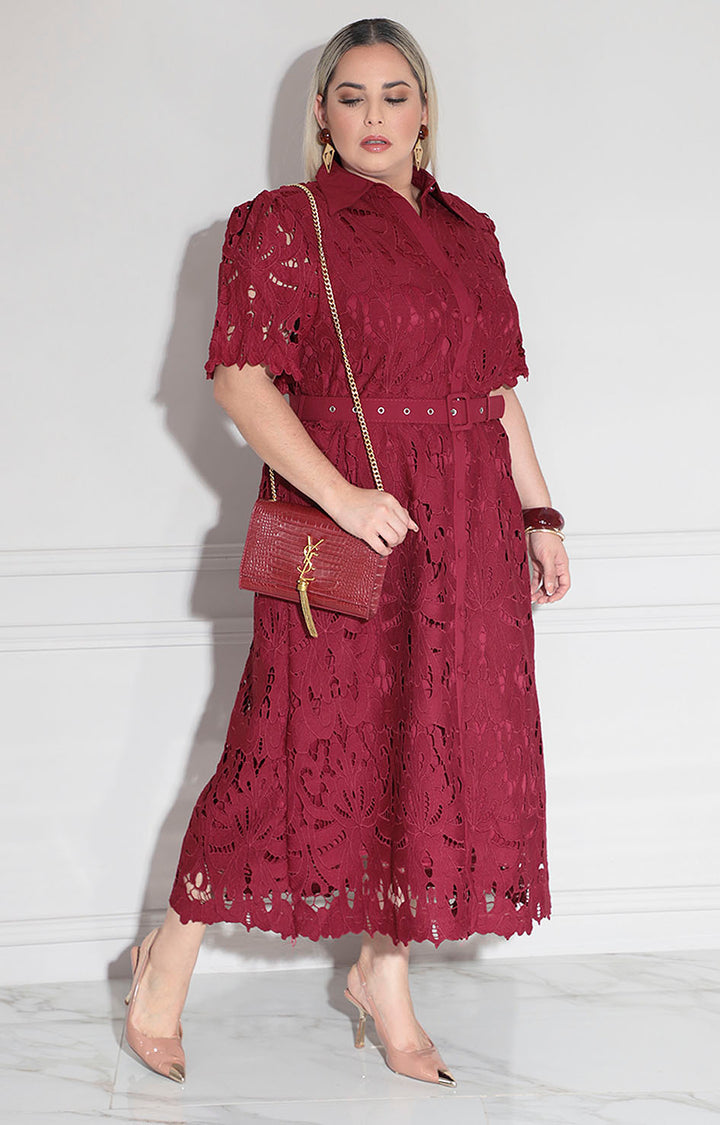 Vestido vino de encaje