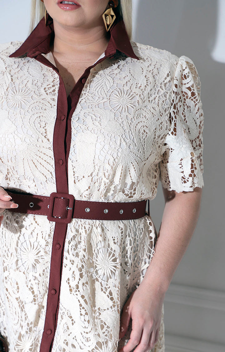 Vestido camisero beige