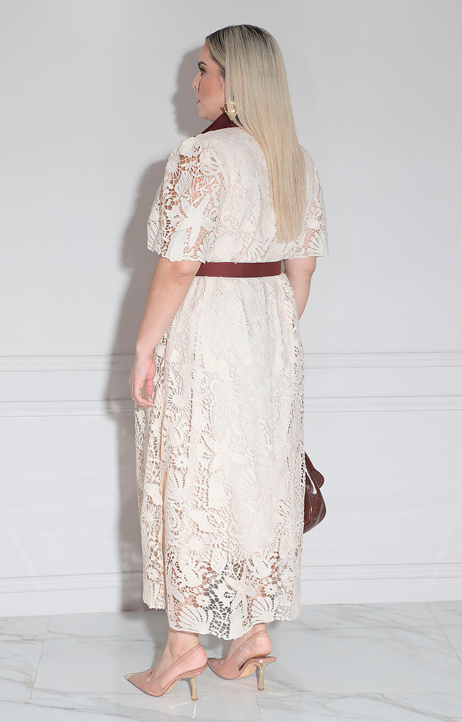 Vestido camisero beige