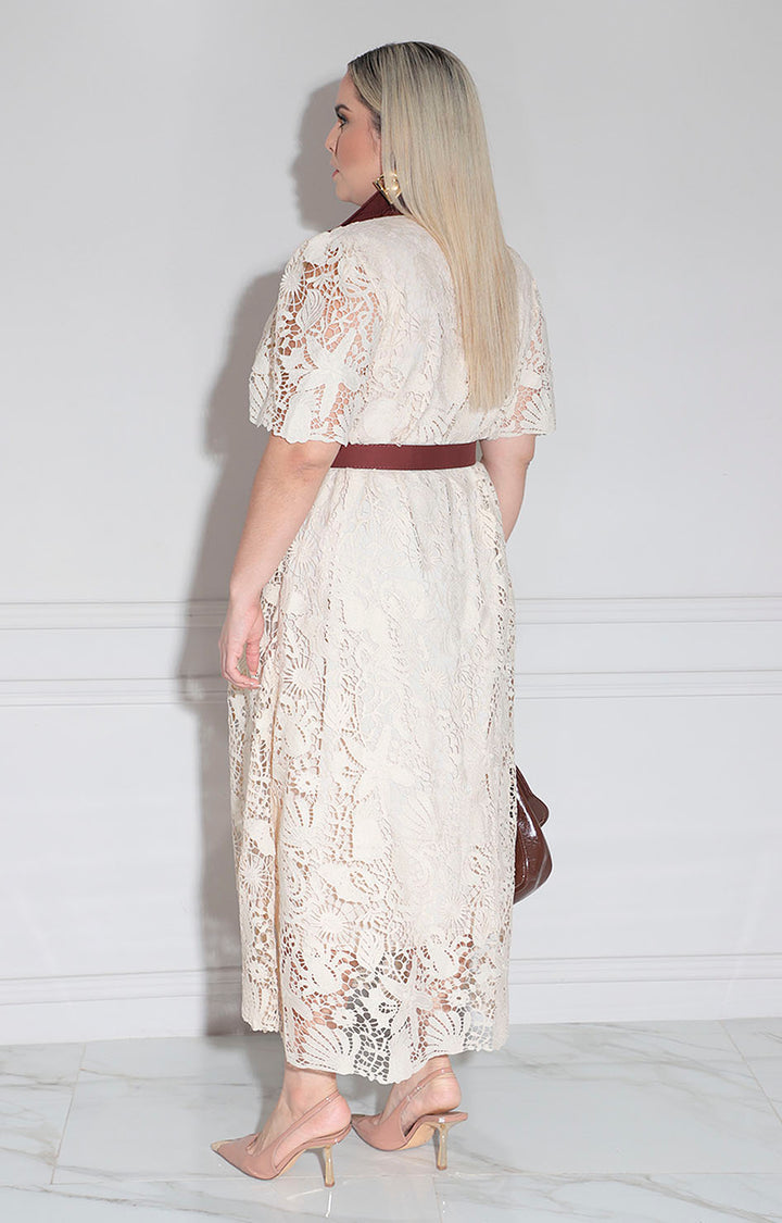 Vestido camisero beige