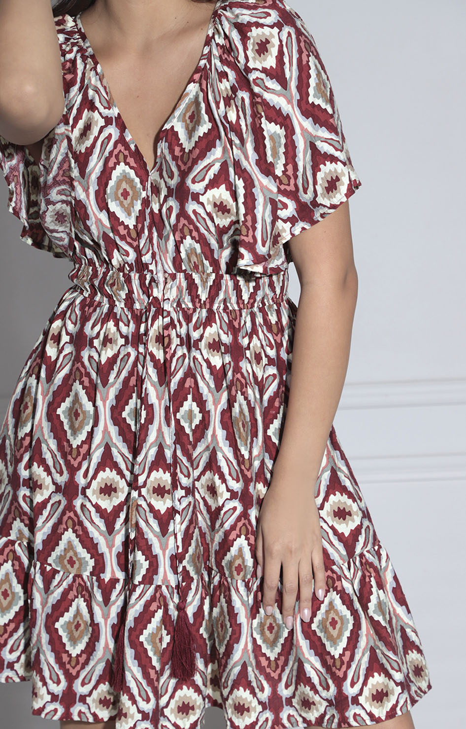 Vestido vino estampado