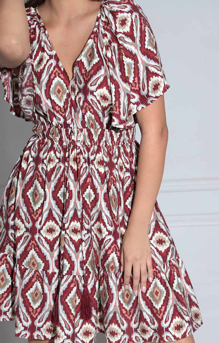 Vestido vino estampado