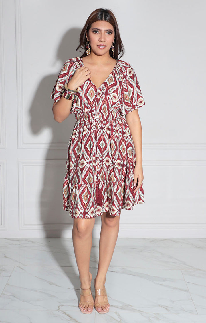 Vestido vino estampado