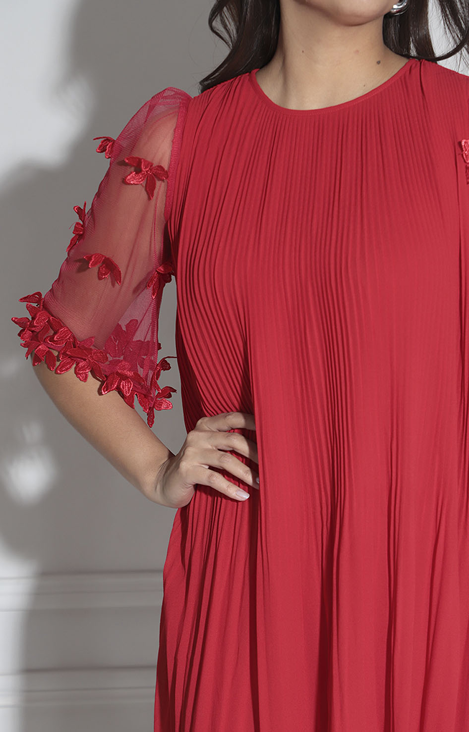 Vestido rojo plisado