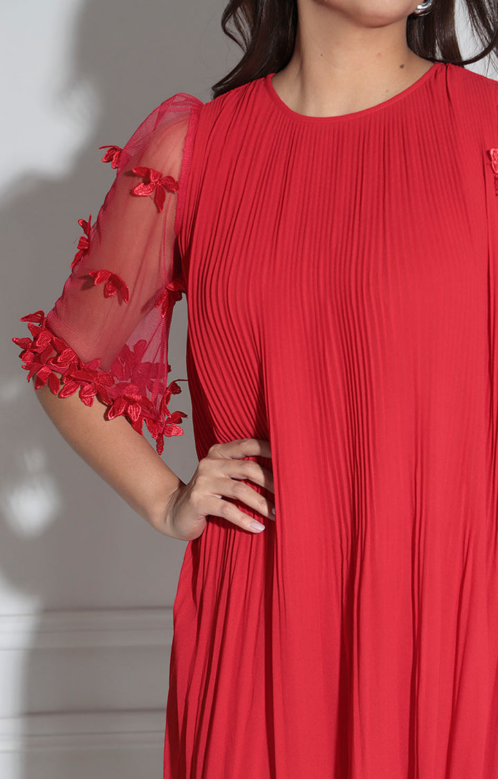 Vestido rojo plisado