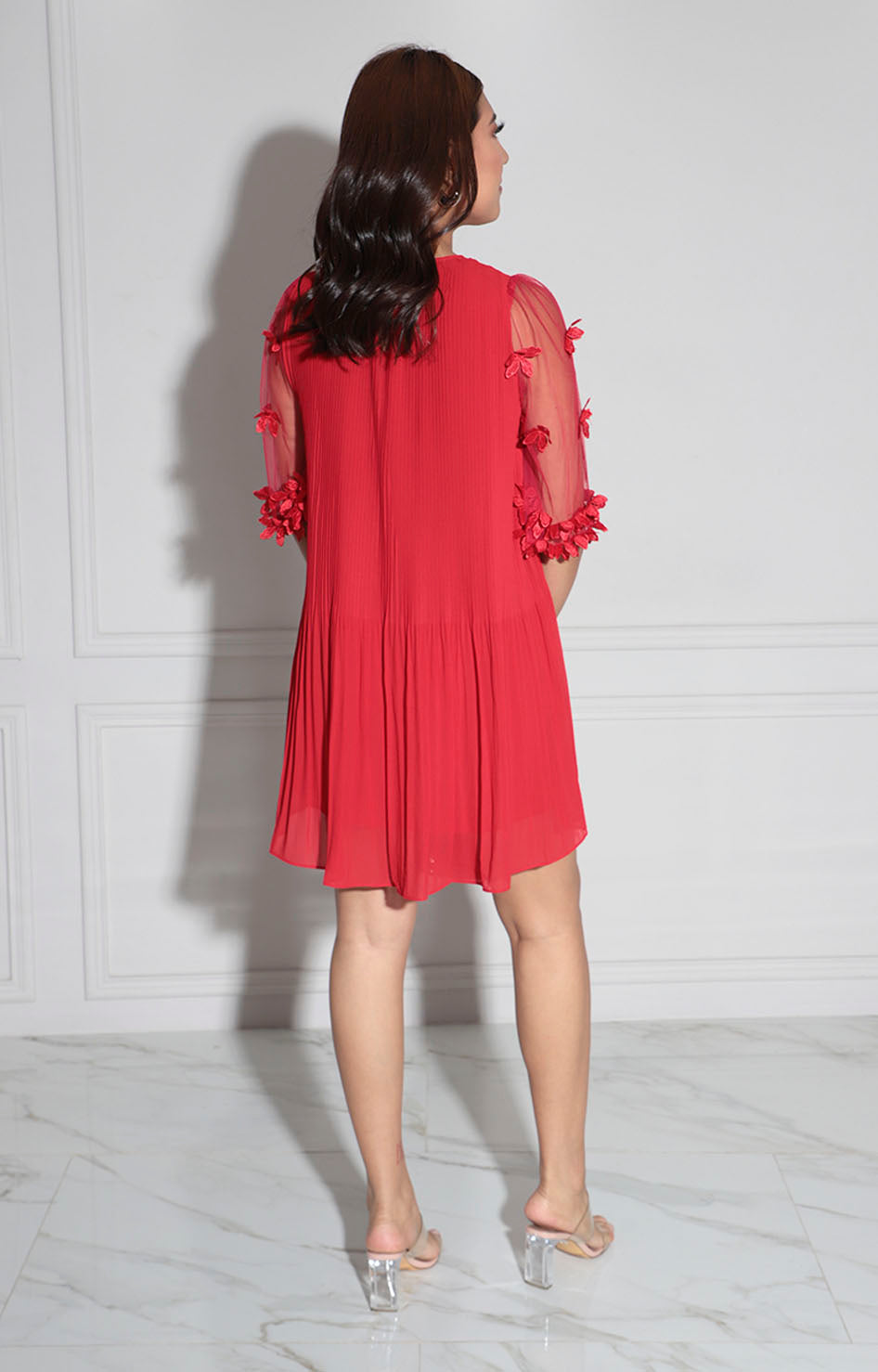 Vestido rojo plisado