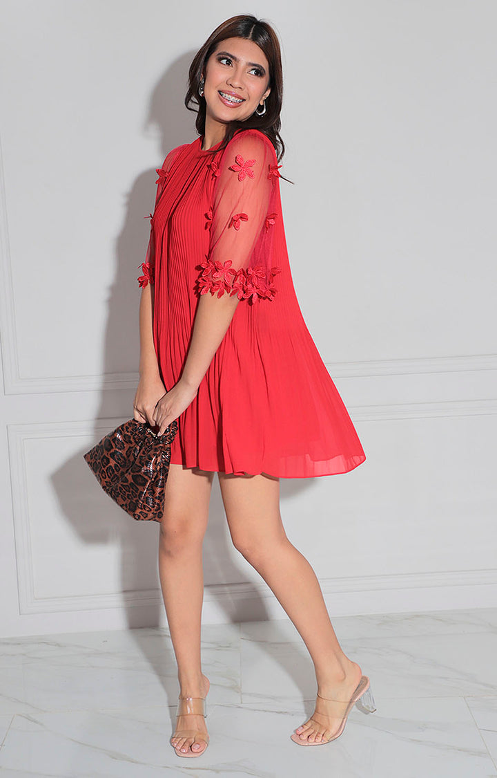 Vestido rojo plisado