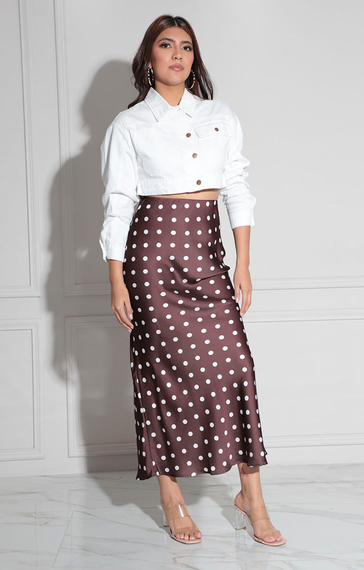 falda café polka-dots