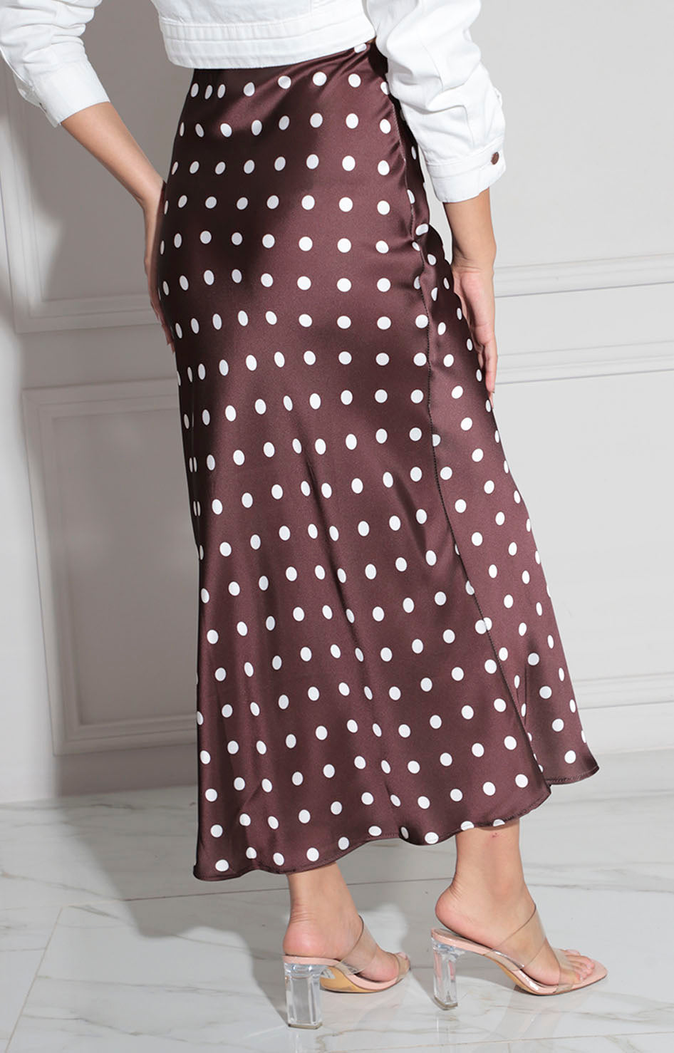 falda café polka-dots