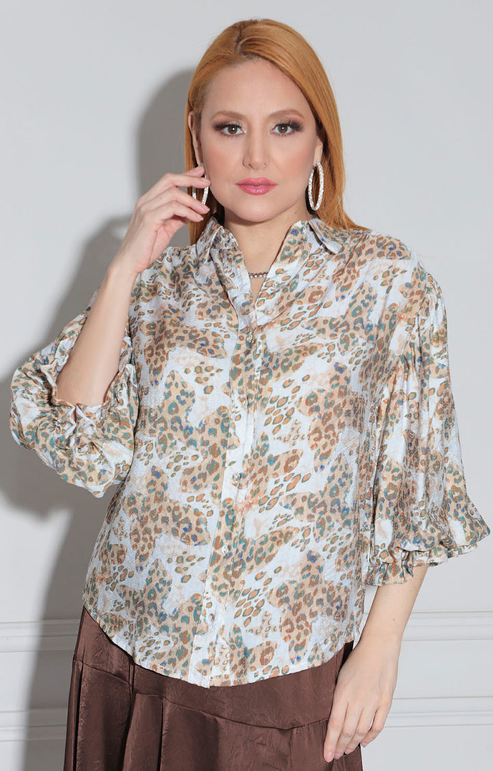 Blusa beige estampada