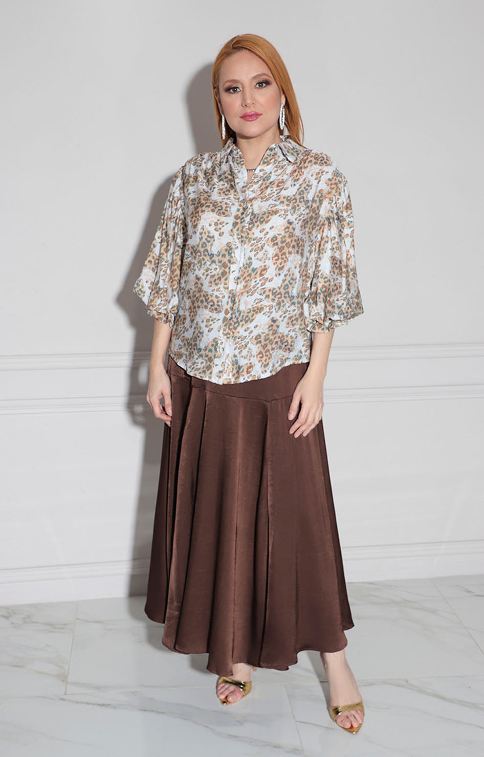 Blusa beige estampada