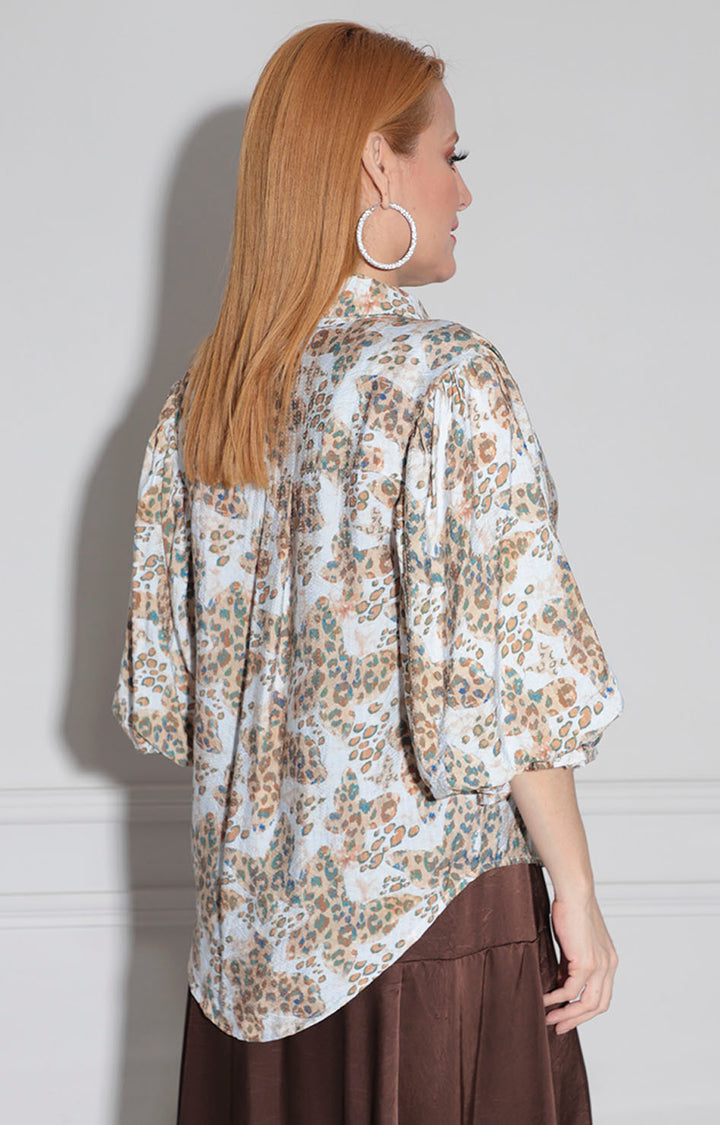 Blusa beige estampada