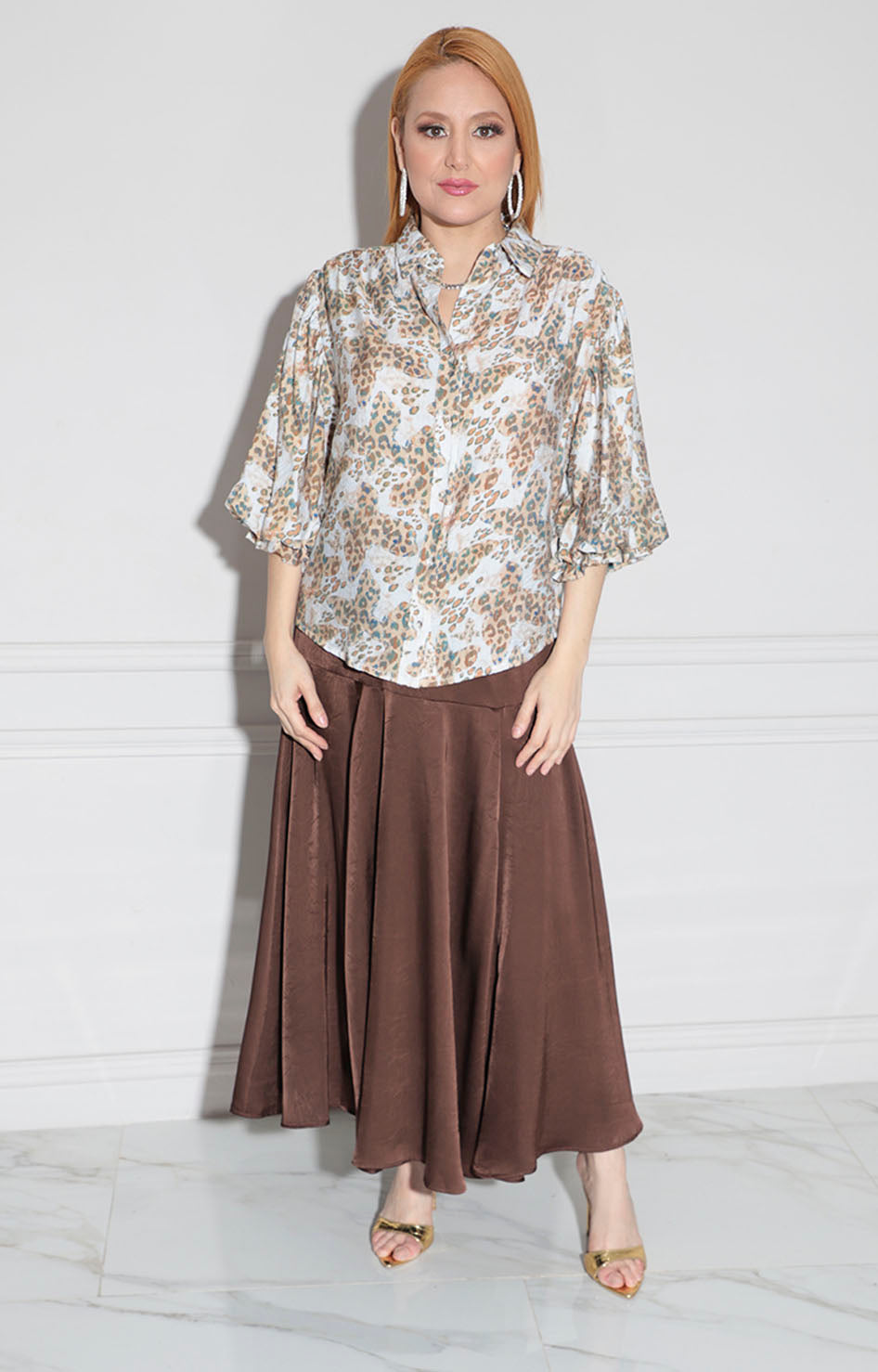 Blusa beige estampada